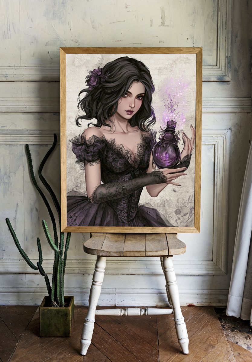 Gothic Sorceress Illustration Poster. room preview