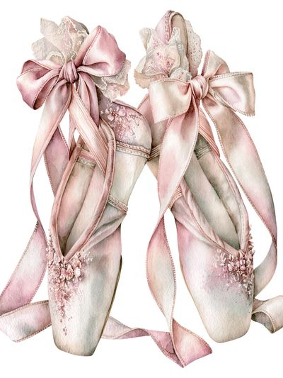 Pink Ballet Pointe Shoes Illustration Print.