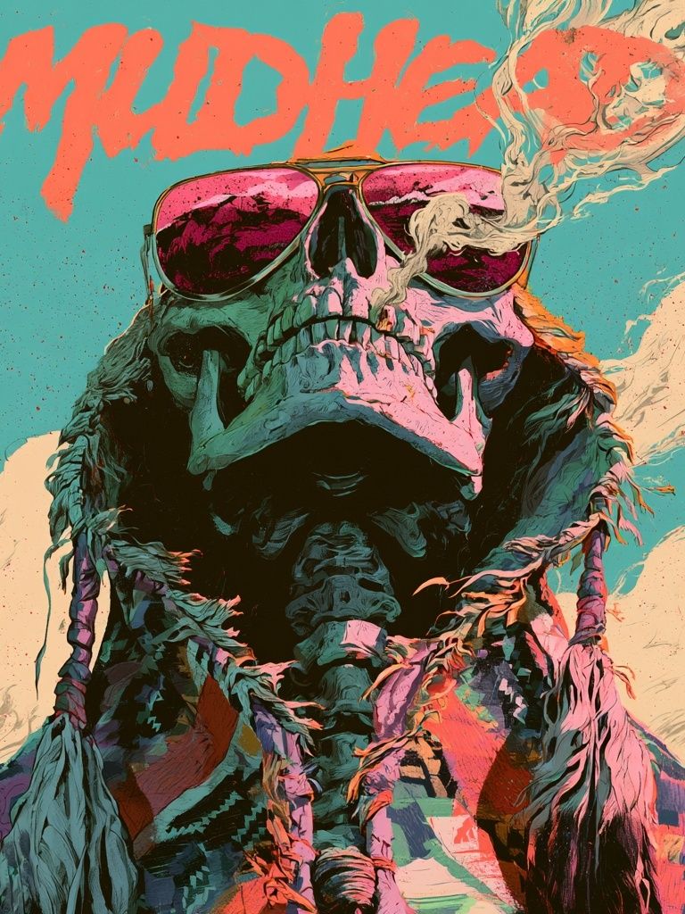 Muddler Skull Illustration Poster. poster detail