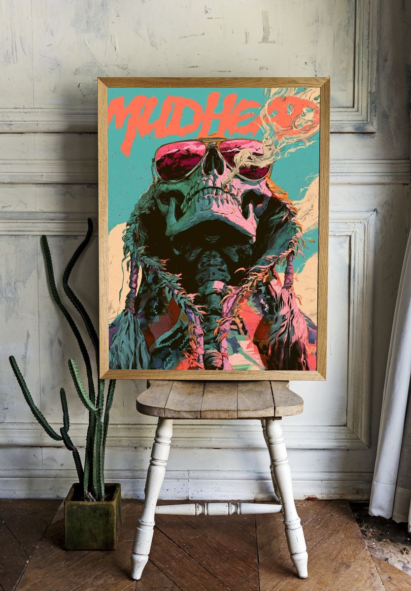 Muddler Skull Illustration Poster. room preview