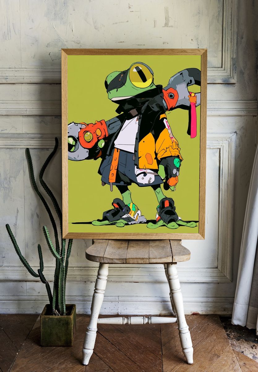 Frog Skater Digital Art Poster. room preview