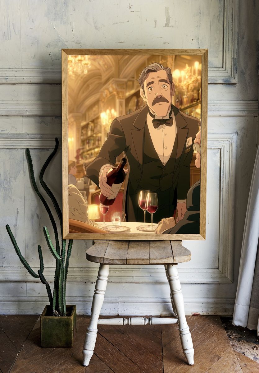 Elegant Wine Service Illustration Poster. — room view 1