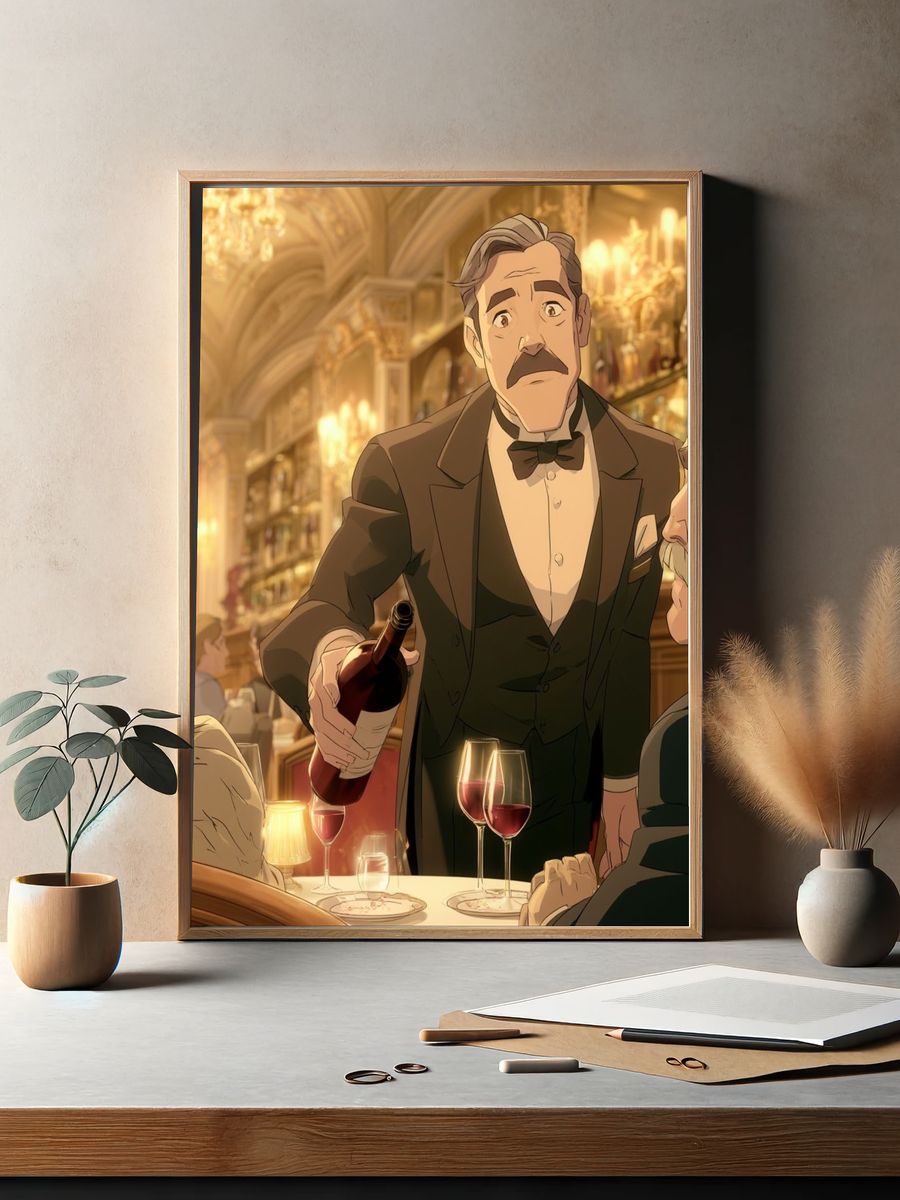 Elegant Wine Service Illustration Poster. — room view 2