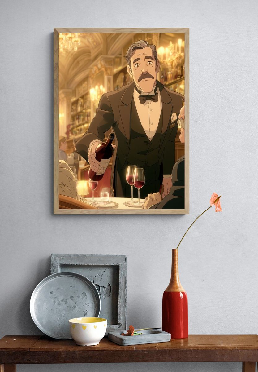 Elegant Wine Service Illustration Poster. — room view 3