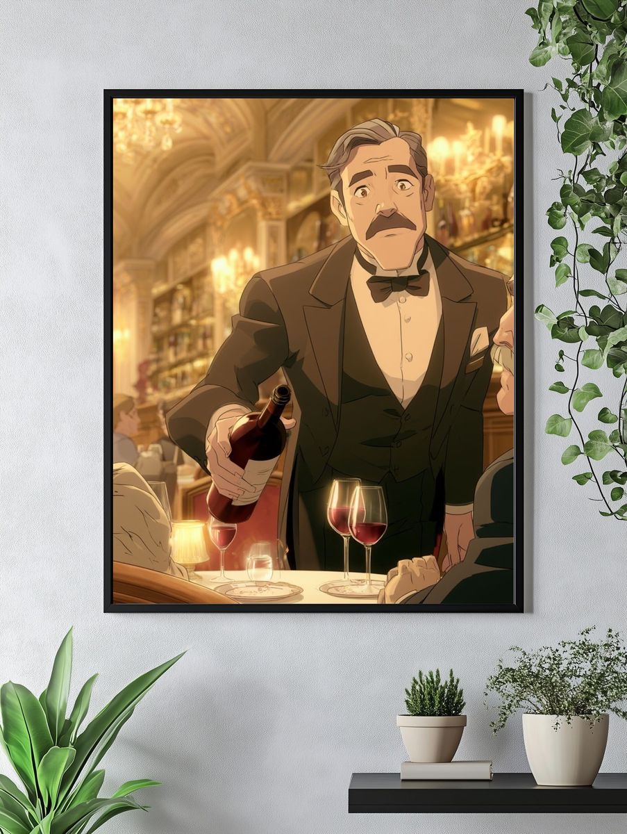Elegant Wine Service Illustration Poster. — room view 4