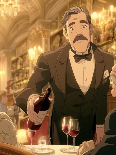Elegant Wine Service Illustration Poster. poster