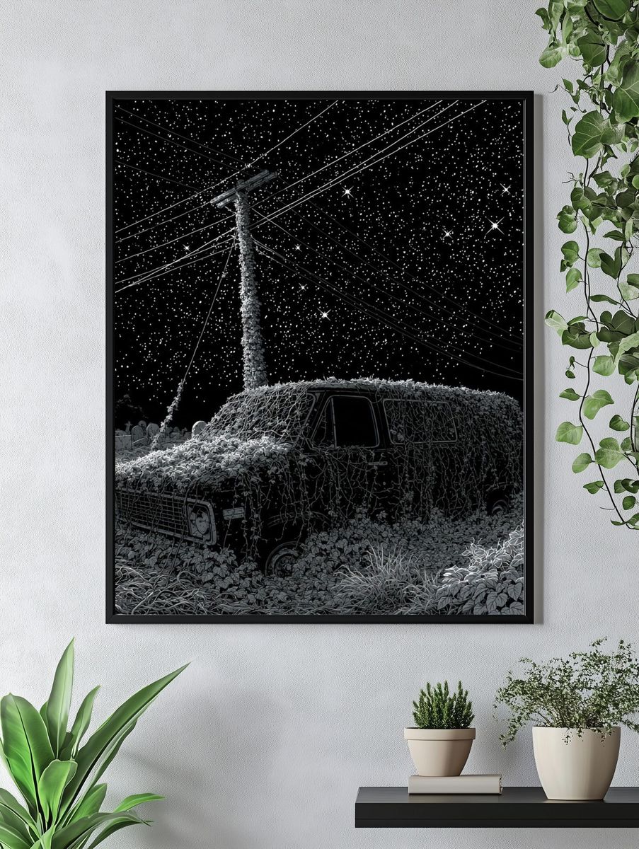 Starry Night Van Illustration Poster. — room view 4