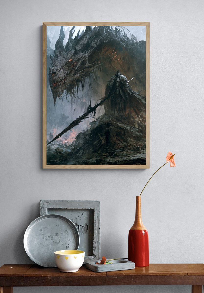 Dragon Knight Fantasy Print. — room view 3