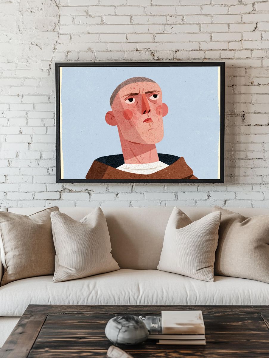 Thoughtful Portrait Illustration Poster. room preview