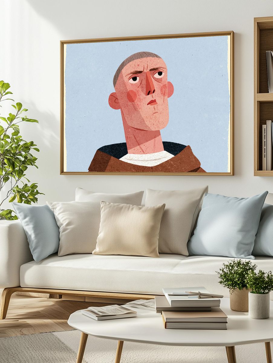 Thoughtful Portrait Illustration Poster. — room view 2