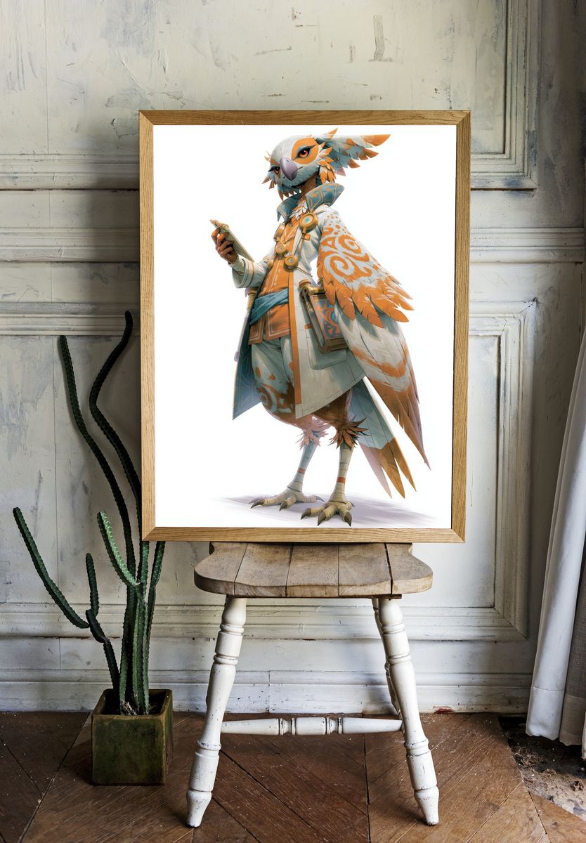 Owl Character Digital Art Poster. room preview