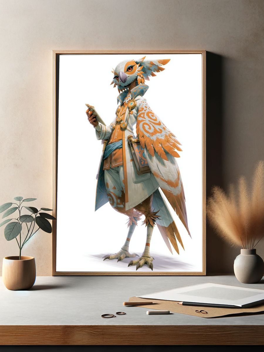 Owl Character Digital Art Poster. — room view 2
