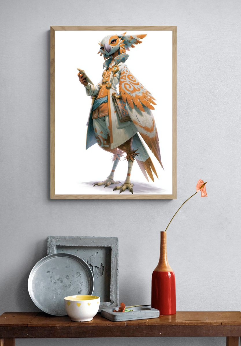 Owl Character Digital Art Poster. — room view 3