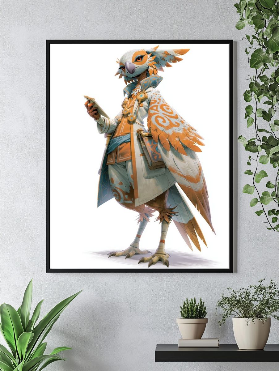 Owl Character Digital Art Poster. — room view 4