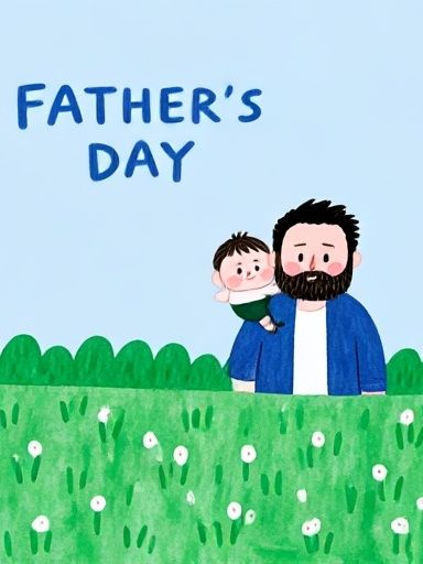 Father's Day Family Illustration Poster. poster — illustration art