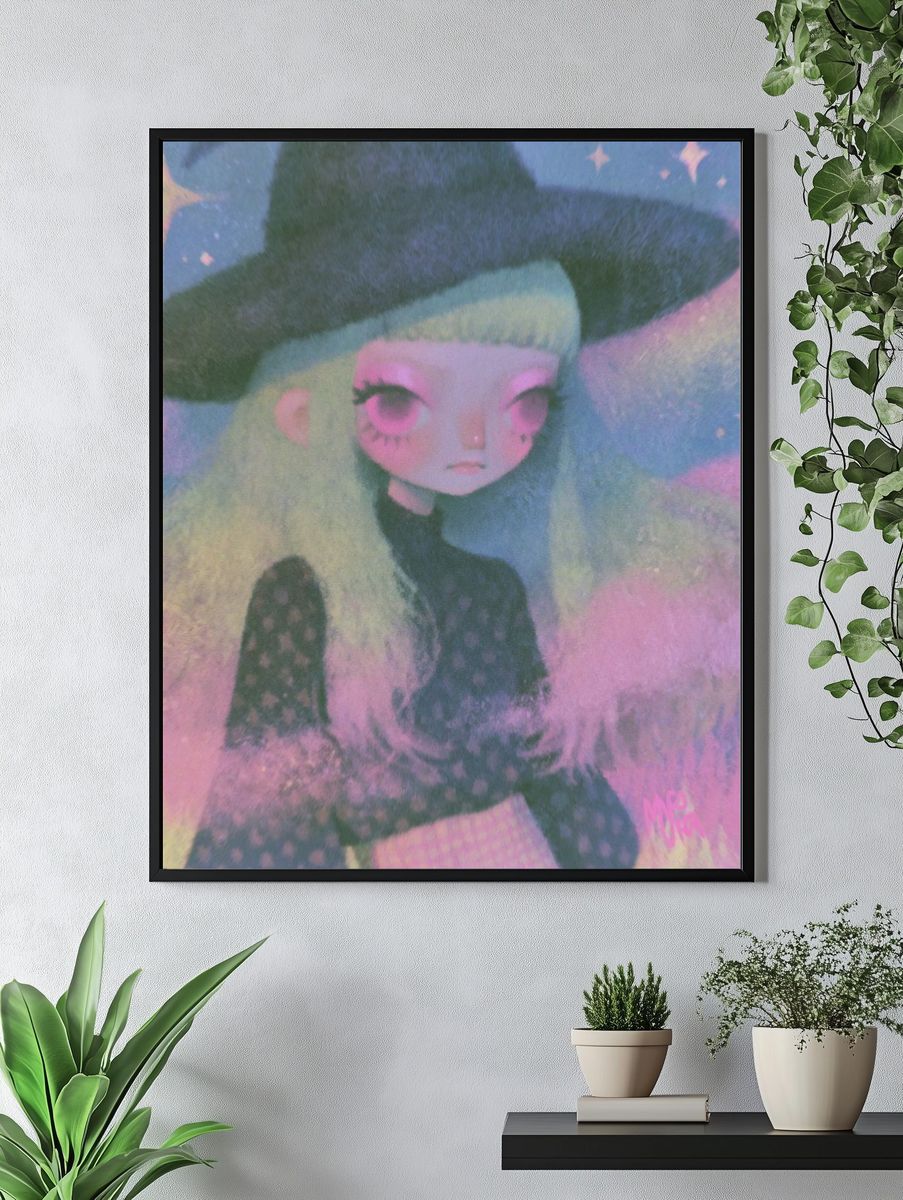 Pastel Witch Girl Illustration Poster. — room view 4