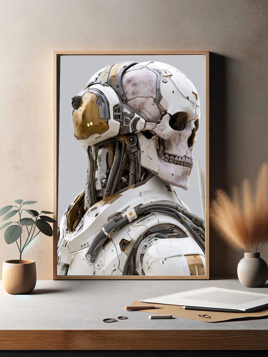 Cyber Skull Portrait Print. — room view 2