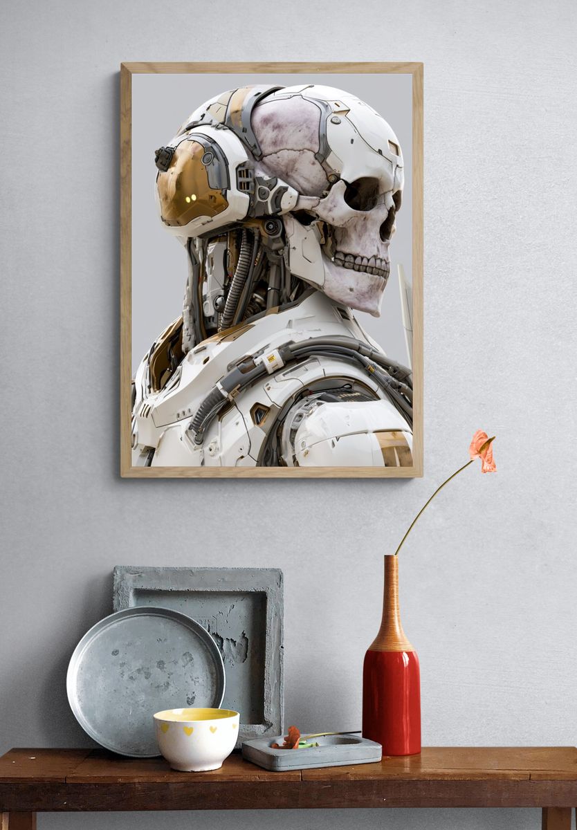 Cyber Skull Portrait Print. — room view 3