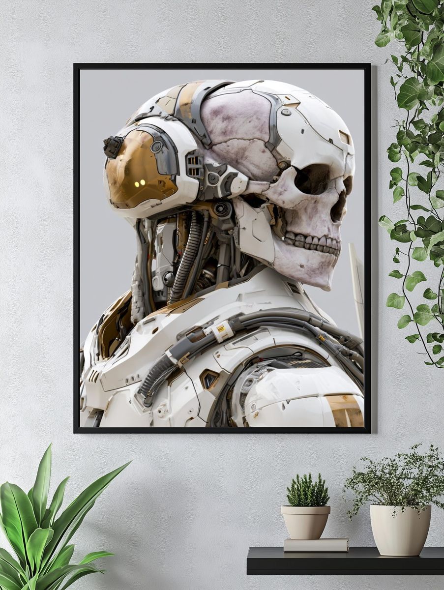 Cyber Skull Portrait Print. — room view 4