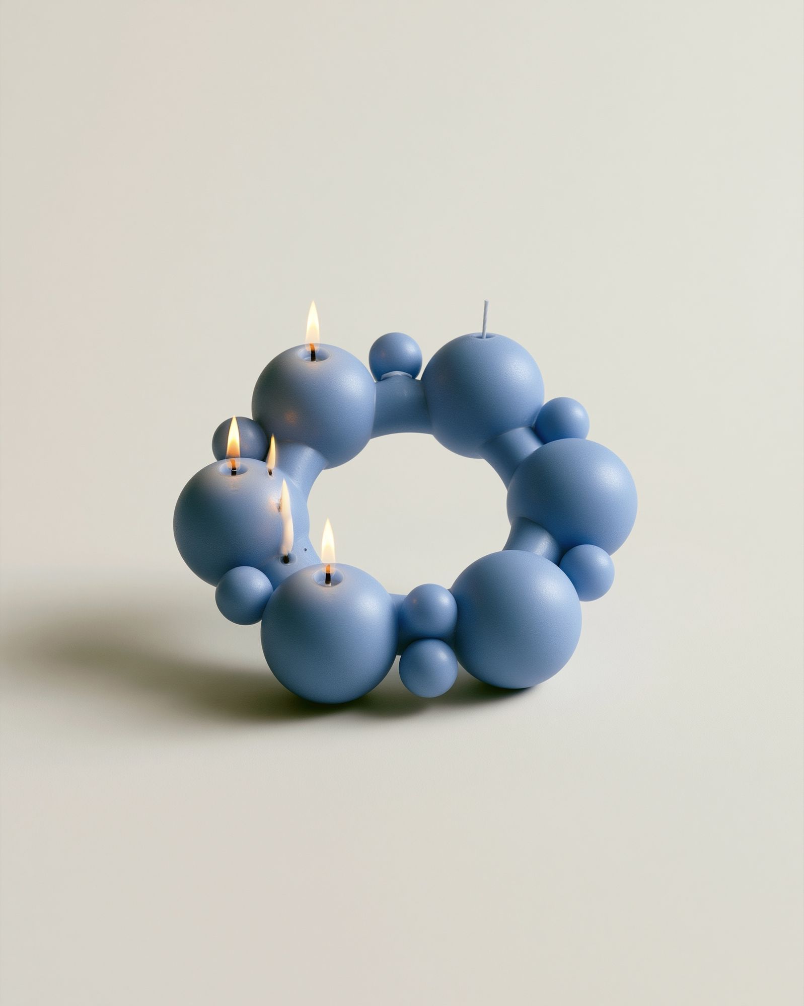 Blue Sculptural Candle Ring Print. poster detail