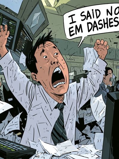 Office Panic Comic Illustration Poster. poster