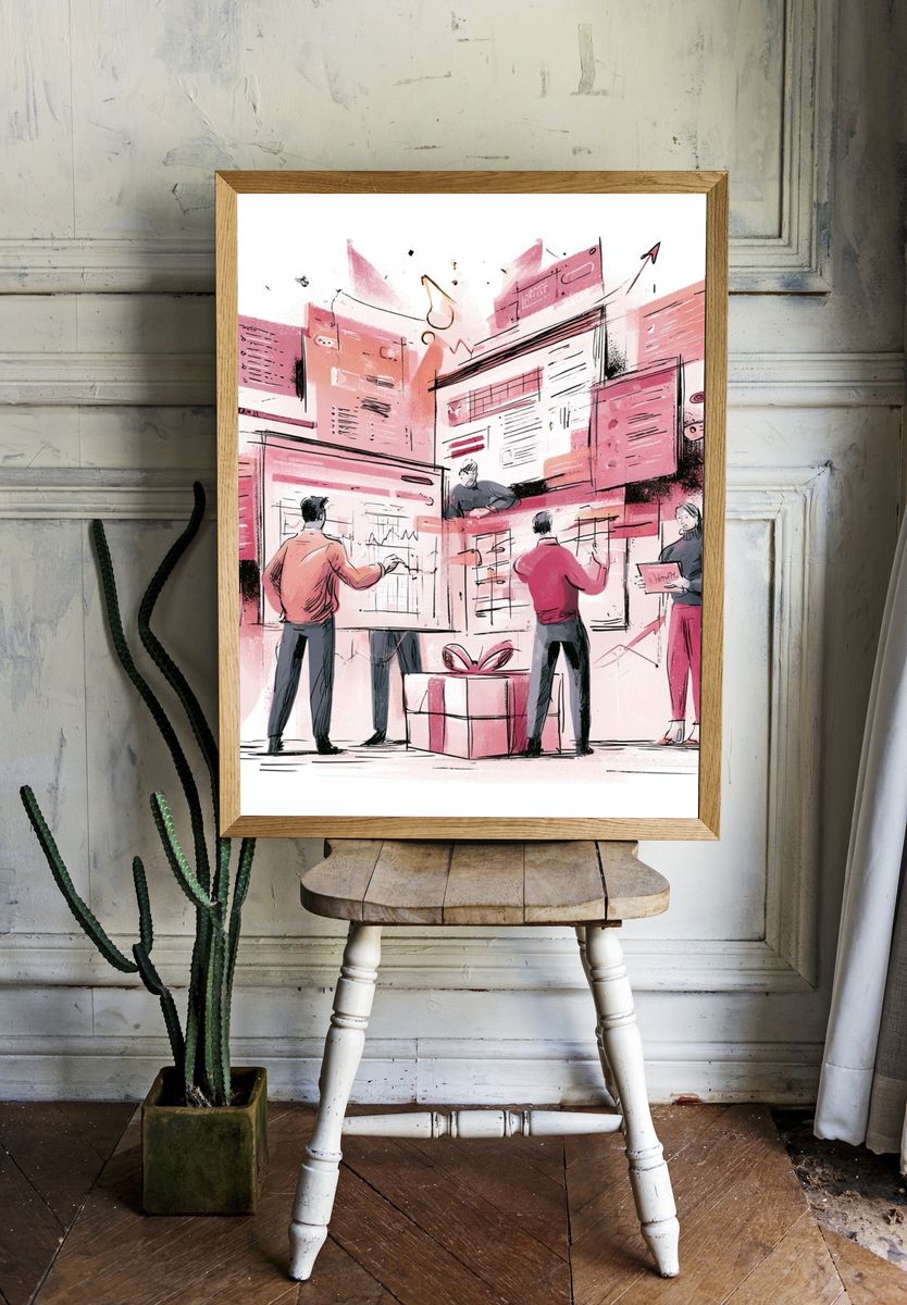 Creative Team Workshop Illustration Poster. — room view 1