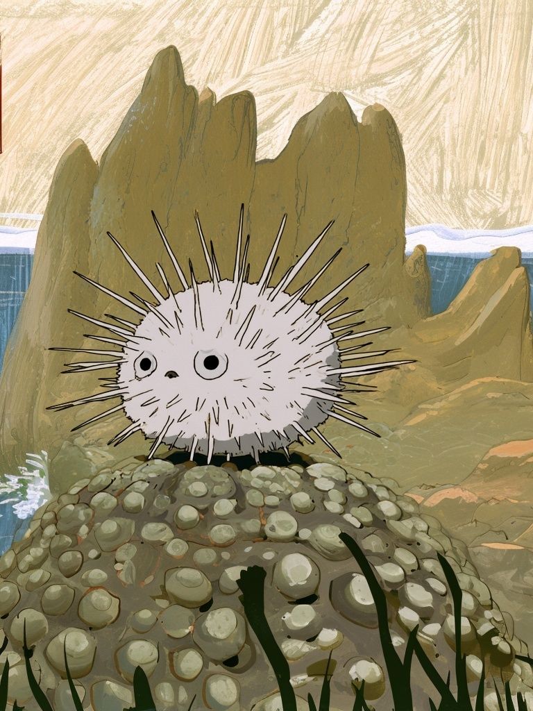 Spiky Sea Creature Illustration Print. poster detail