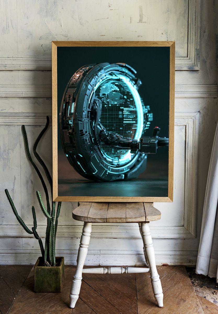 Cybernetic Portal Illustration Poster. room preview