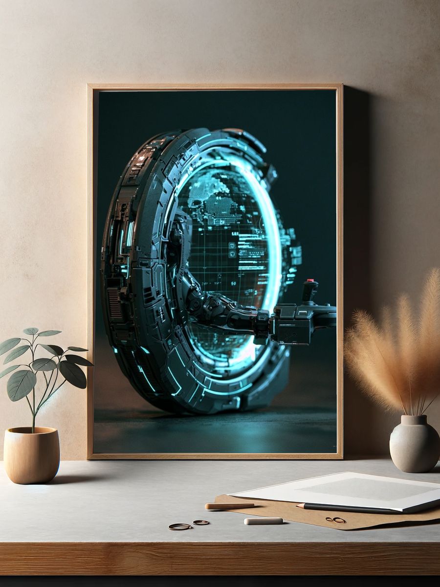 Cybernetic Portal Illustration Poster. — room view 2