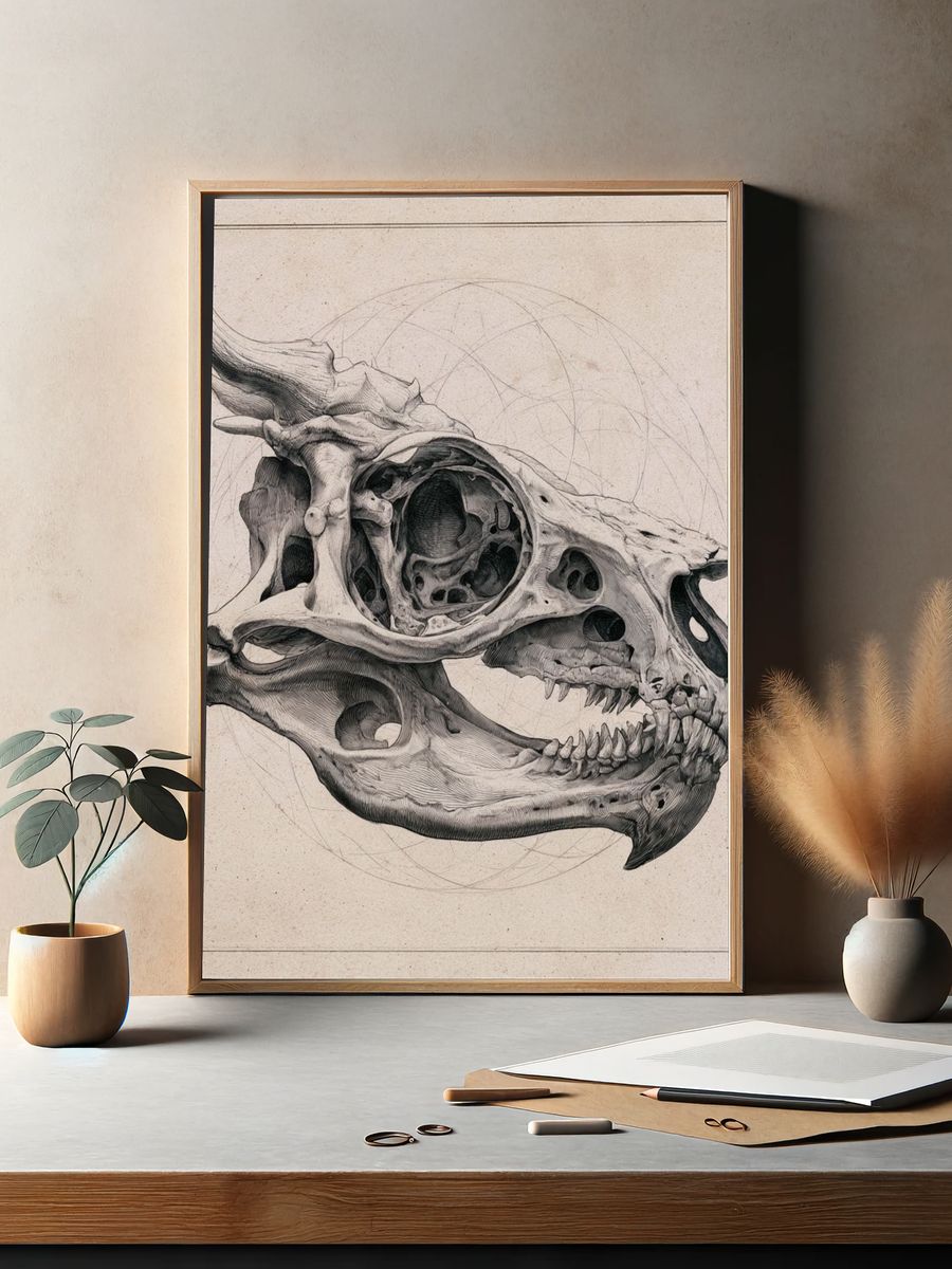 Triceratops Skull Illustration Poster. — room view 2