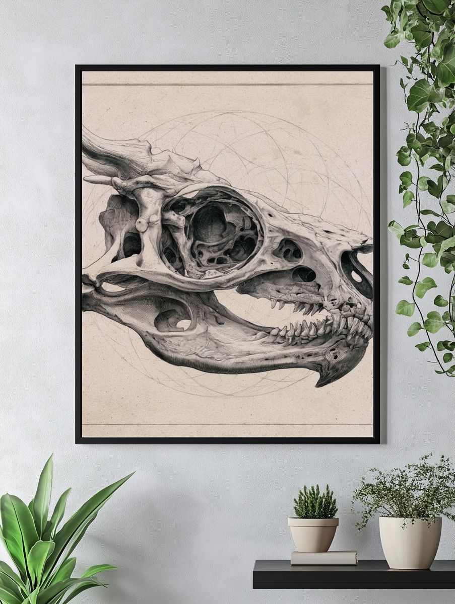 Triceratops Skull Illustration Poster. — room view 4