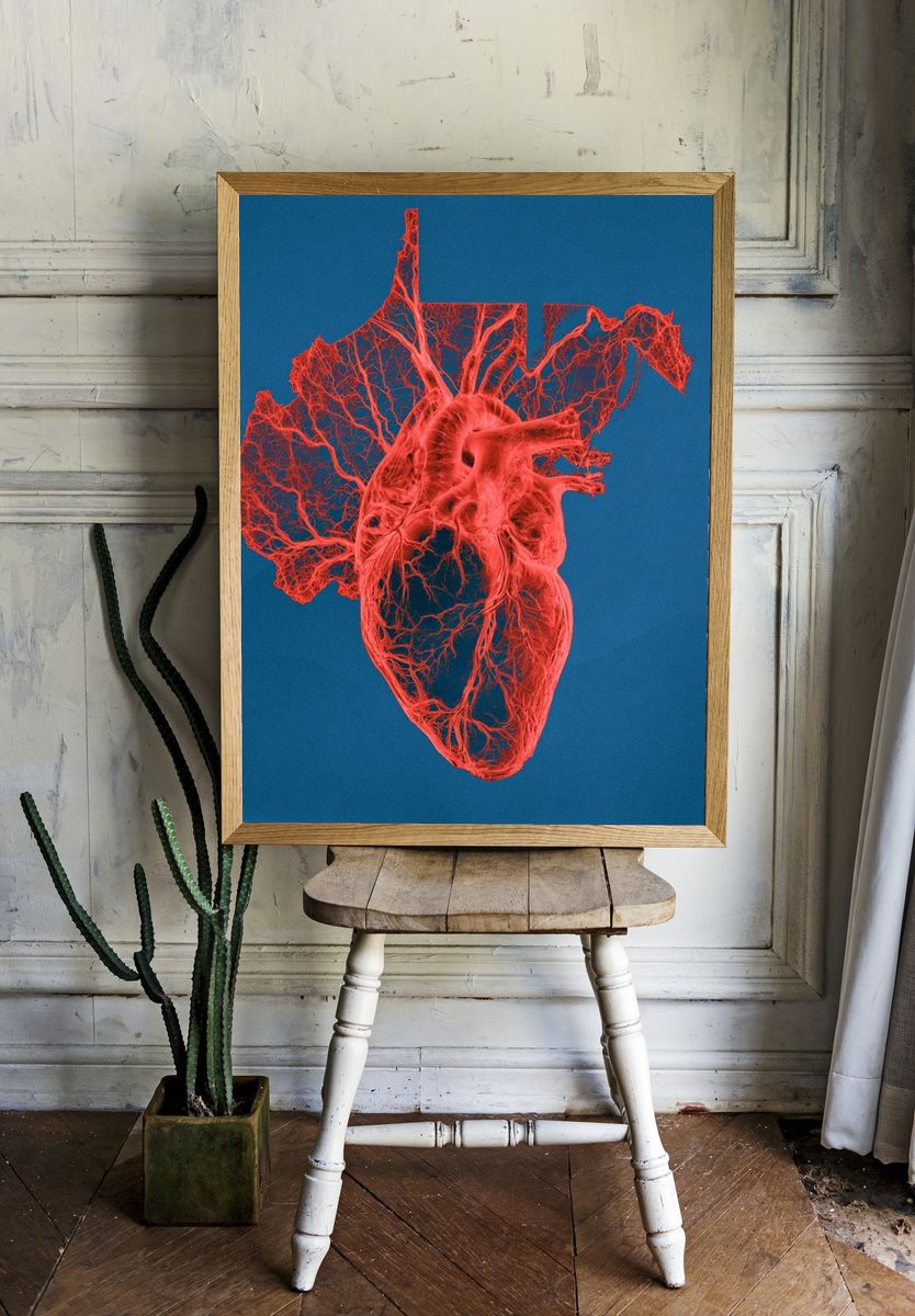 Anatomical Heart Digital Art Print. room preview