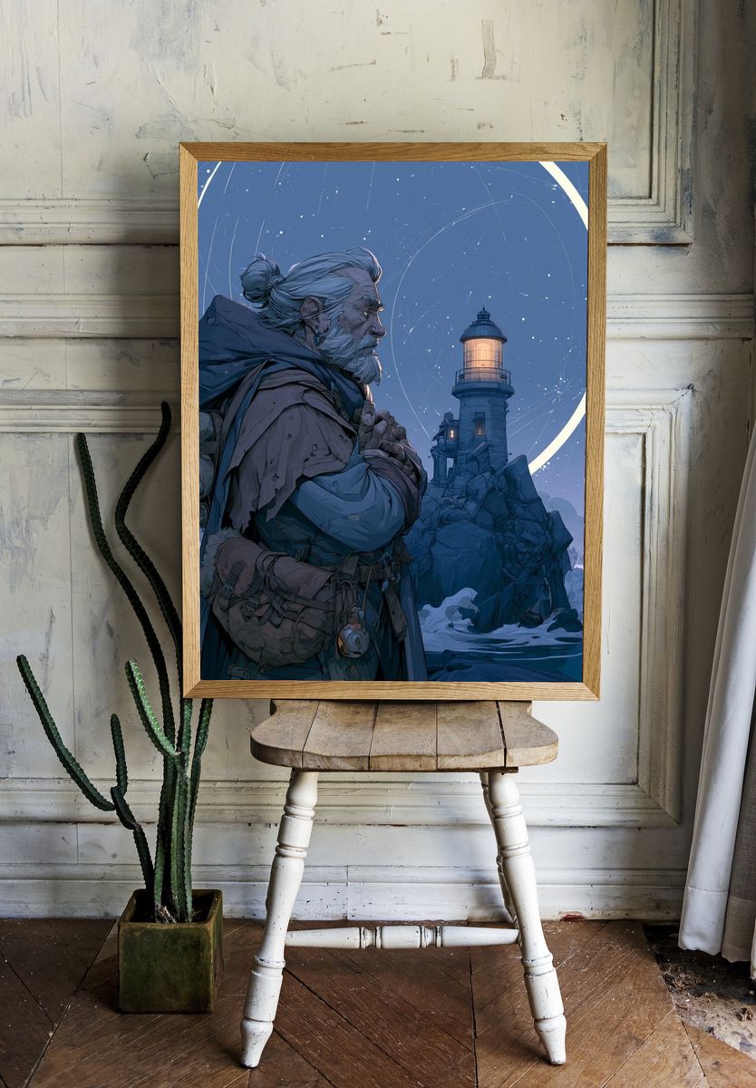 Lighthouse Guardian Digital Art Poster. room preview