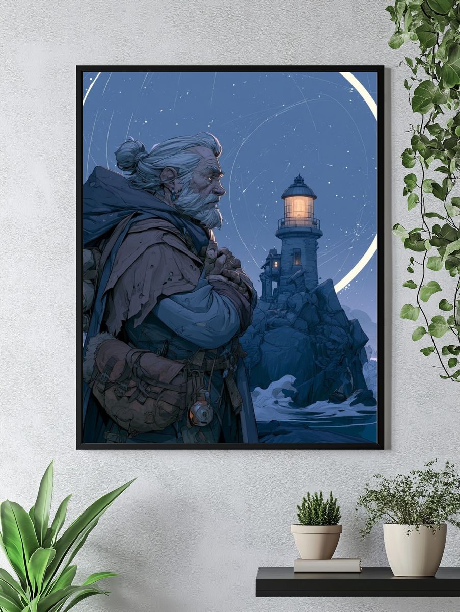 Lighthouse Guardian Digital Art Poster. — room view 4