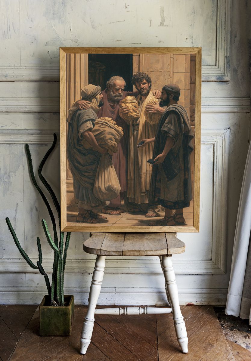 Biblical Gathering Illustration Poster. room preview