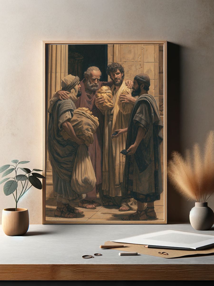Biblical Gathering Illustration Poster. — room view 2