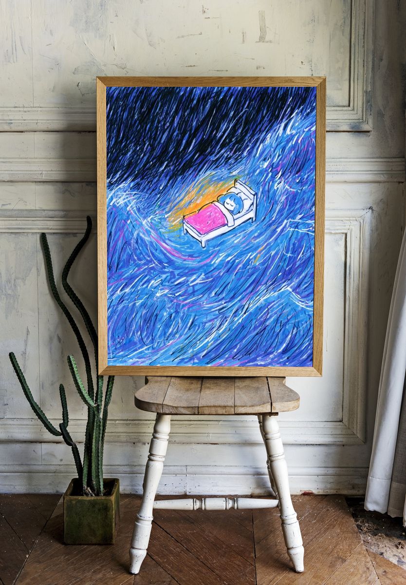 Dreaming in the Storm Illustration Poster. room preview