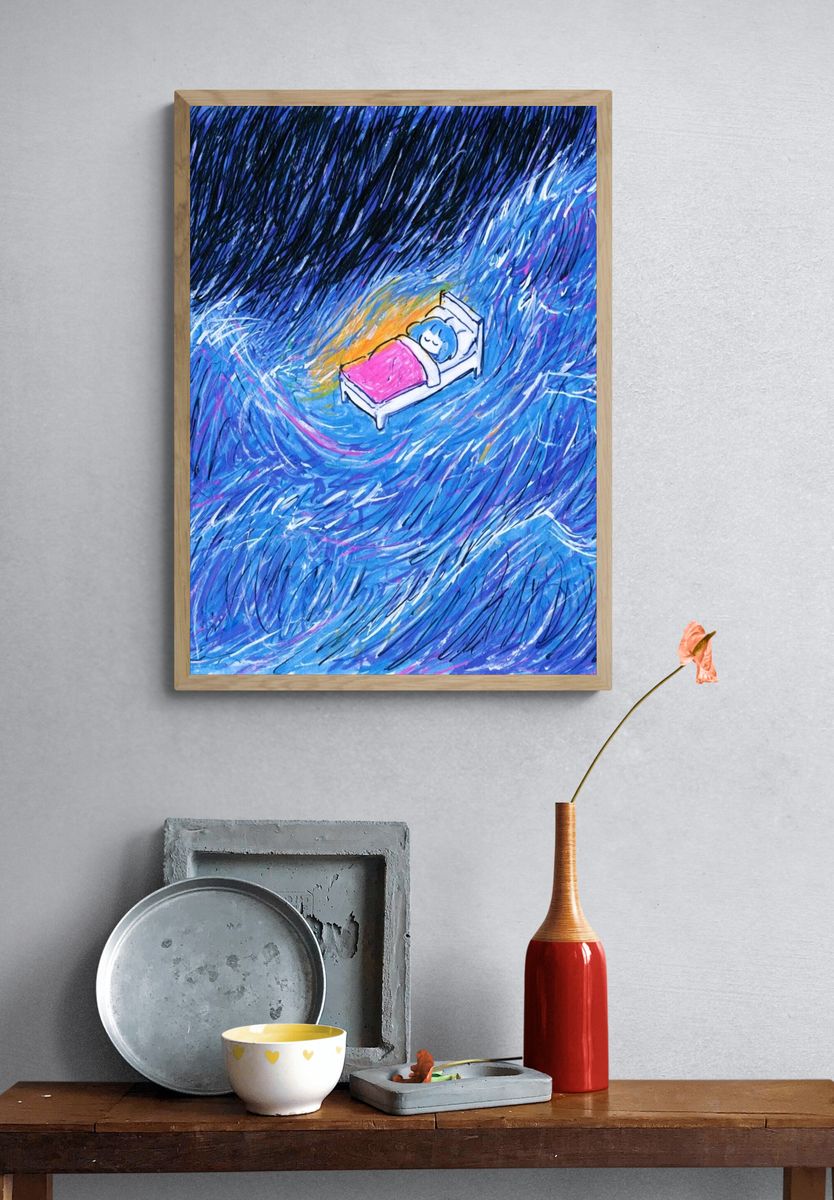 Dreaming in the Storm Illustration Poster. — room view 3