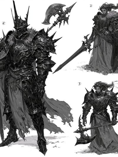 Dark Fantasy Warrior Illustration Poster.