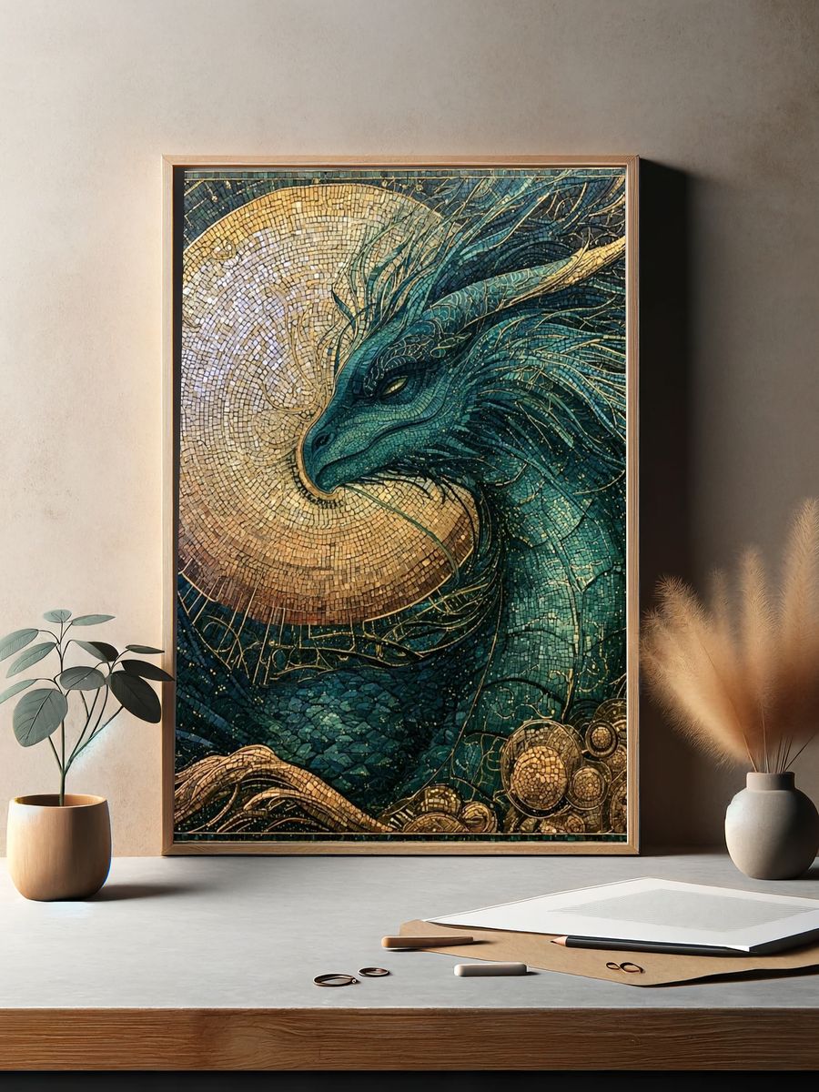 Celestial Dragon Mosaic Print. — room view 2