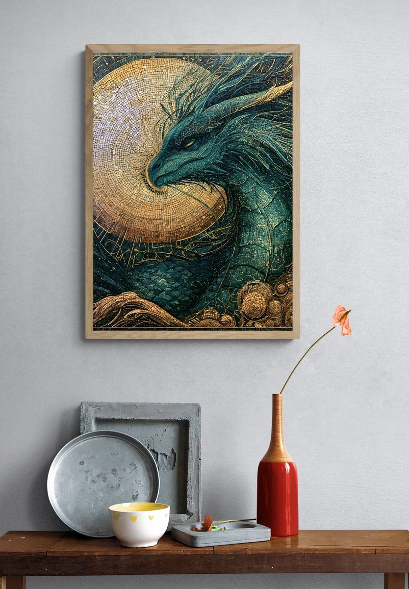 Celestial Dragon Mosaic Print. — room view 3