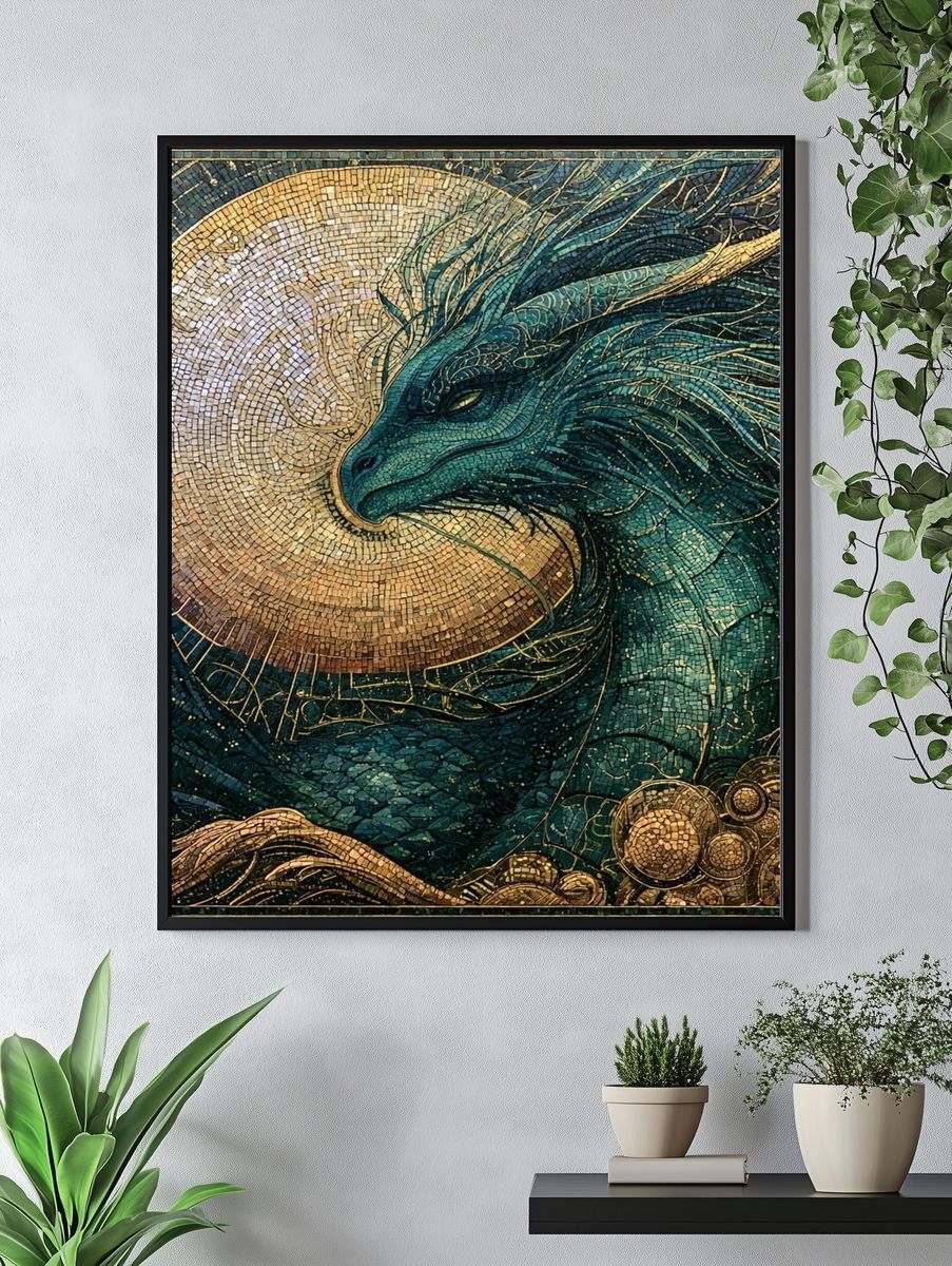 Celestial Dragon Mosaic Print. — room view 4