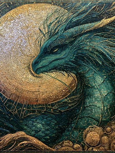Celestial Dragon Mosaic Print.