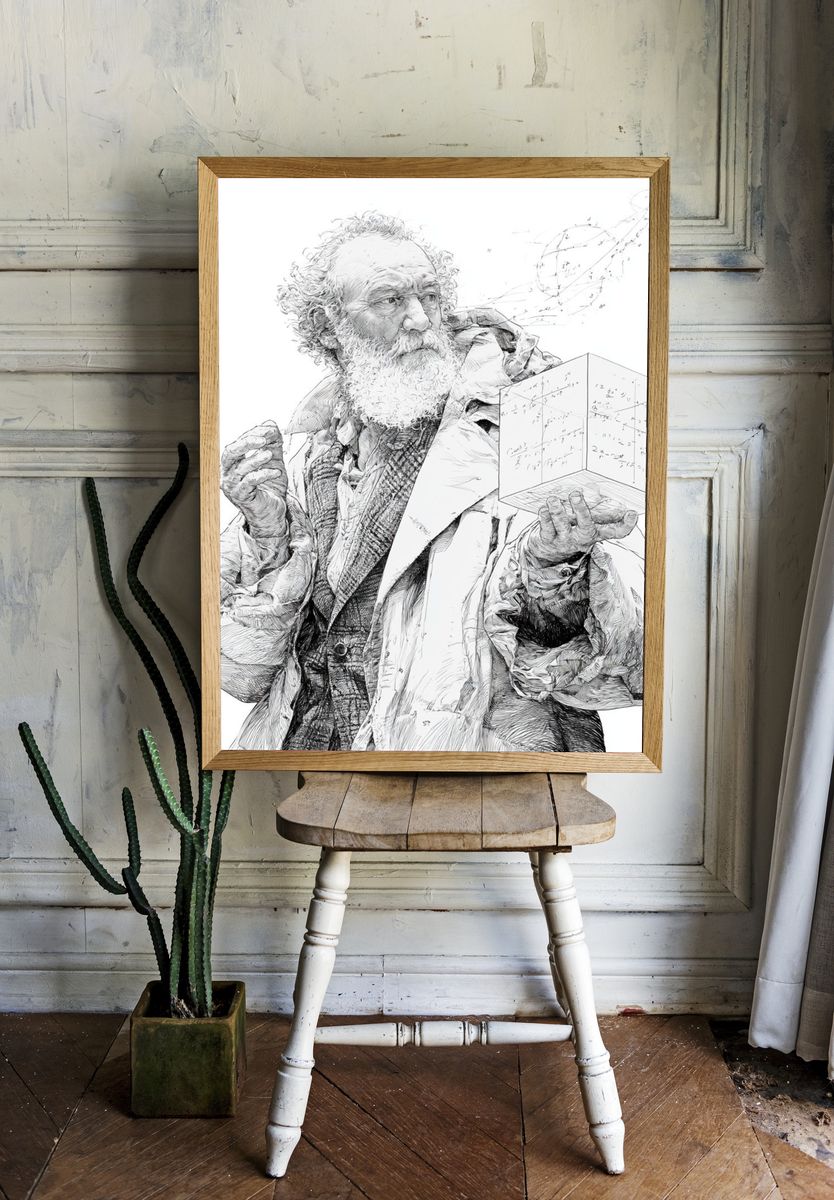 Einstein Cube Sketch Poster. room preview