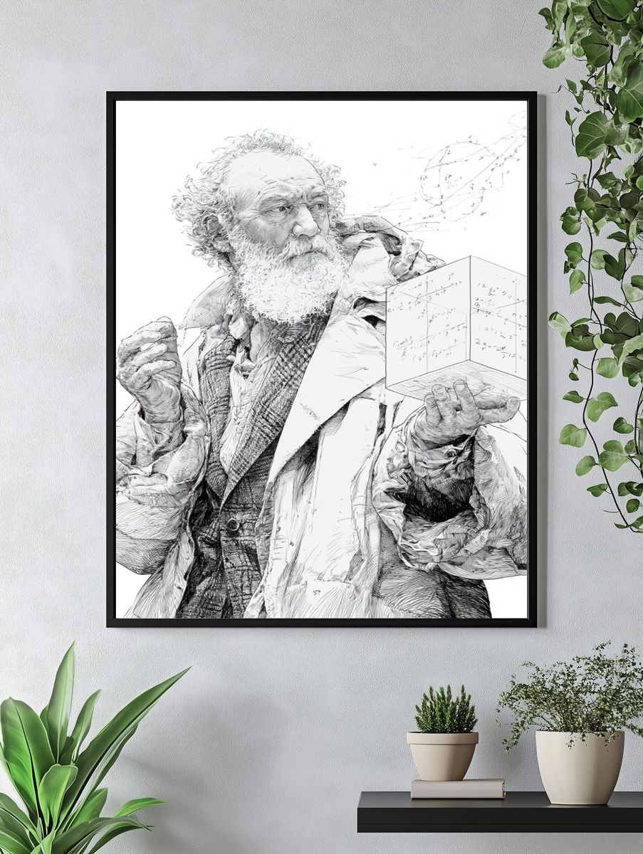 Einstein Cube Sketch Poster. — room view 4