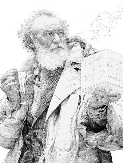 Einstein Cube Sketch Poster. poster
