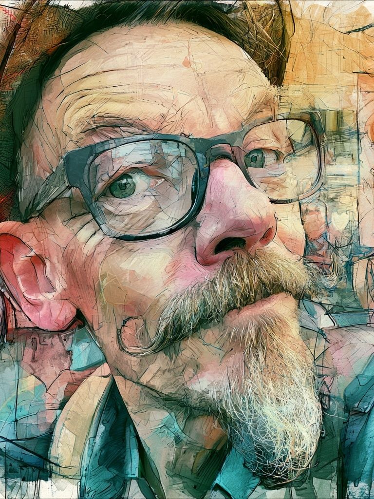 Bearded Man Portrait Illustration Poster. poster detail