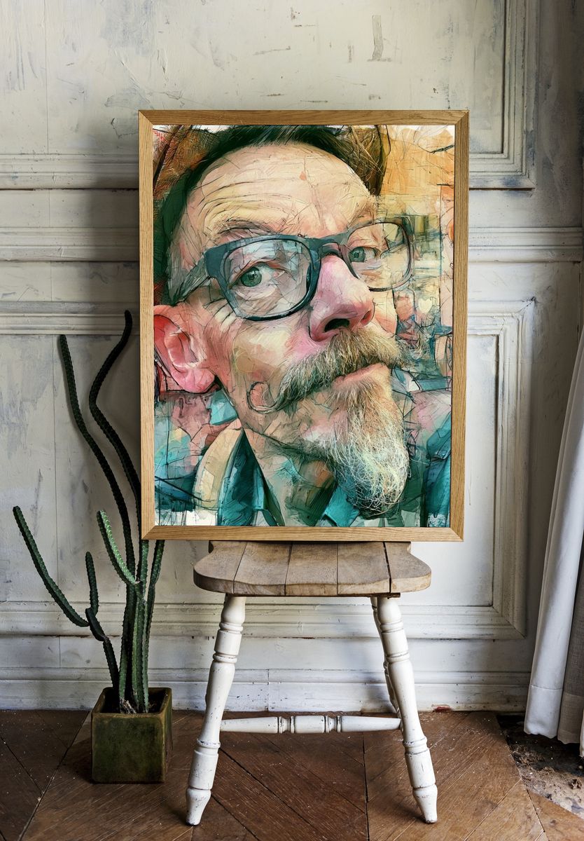 Bearded Man Portrait Illustration Poster. room preview
