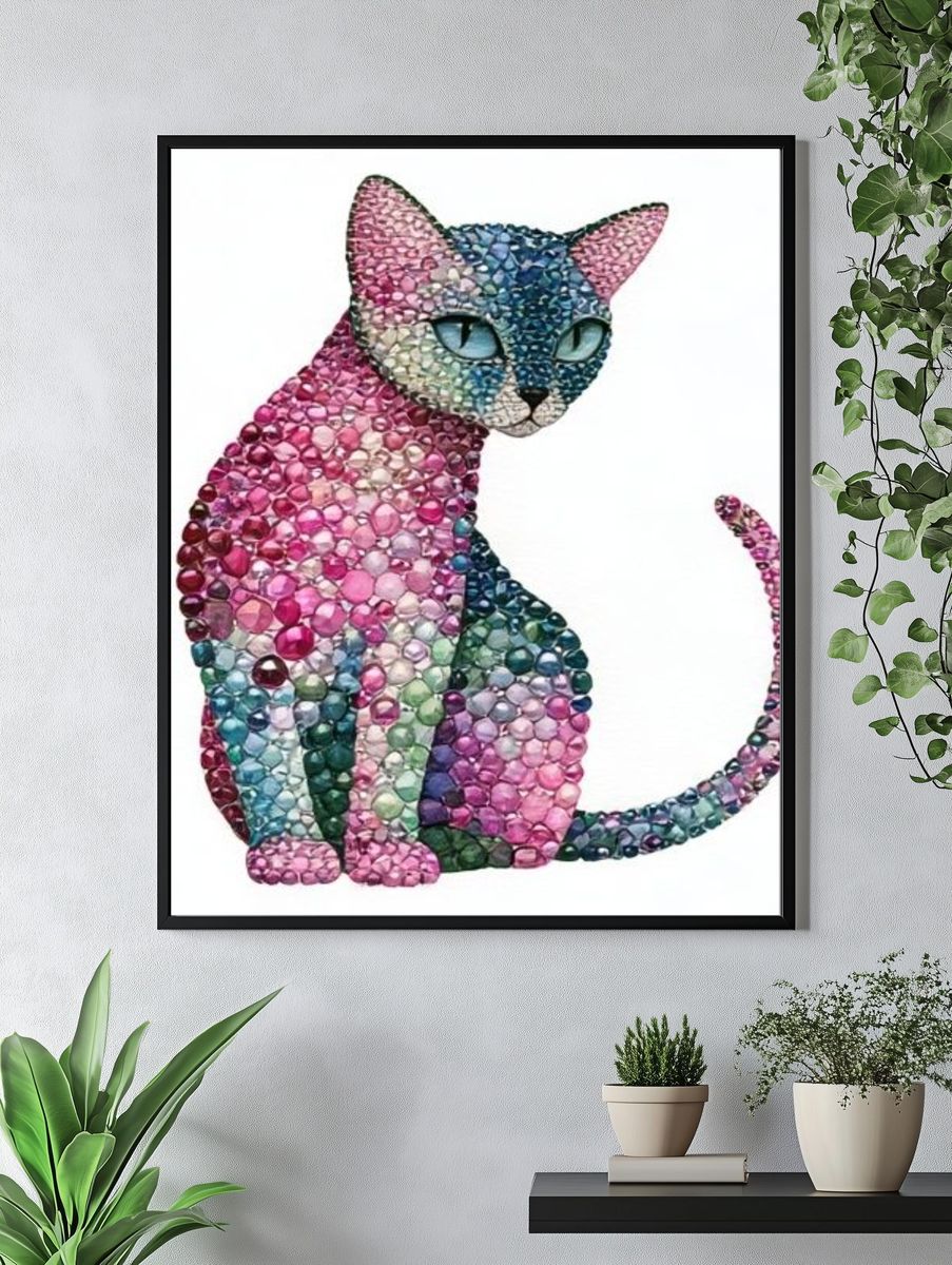 Gemstone Cat Illustration Poster. — room view 4