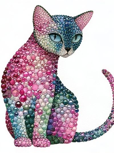 Gemstone Cat Illustration Poster. poster